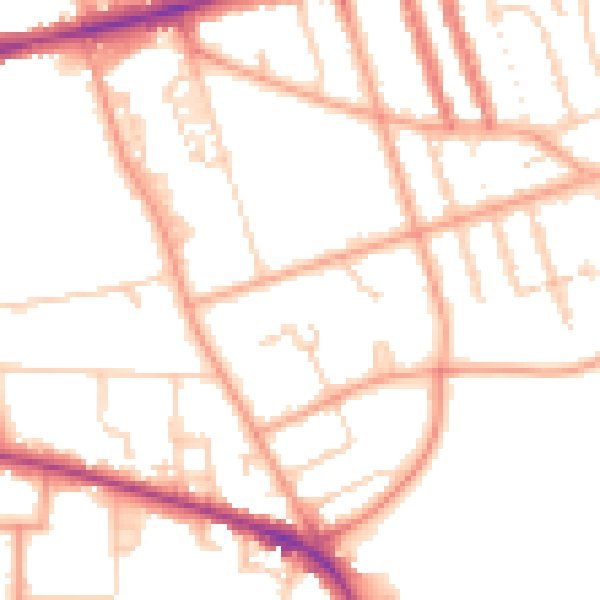 Daytime road noise heatmap for RG1 5PN