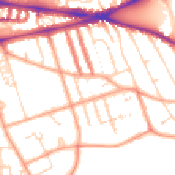 Daytime road noise heatmap for RG1 5QA