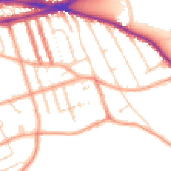 Daytime road noise heatmap for RG1 5QB