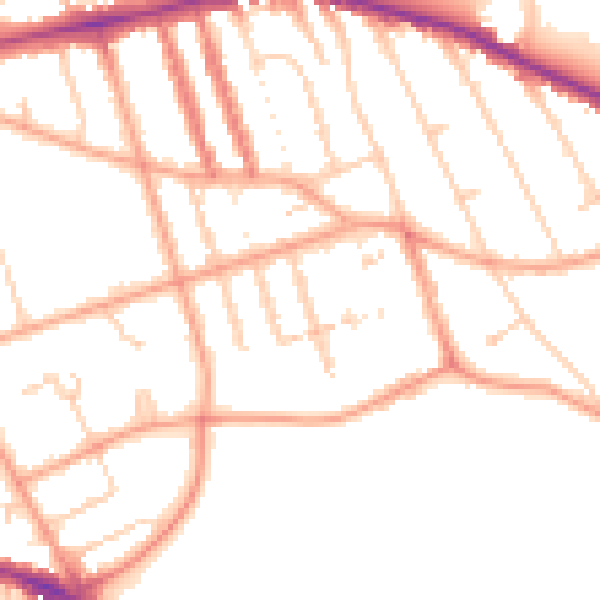 Daytime road noise heatmap for RG1 5QG