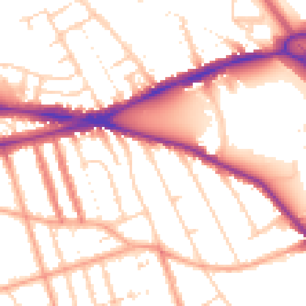Daytime road noise heatmap for RG1 5RF