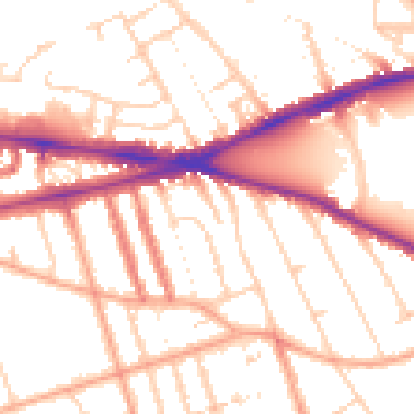 Daytime road noise heatmap for RG1 5RT