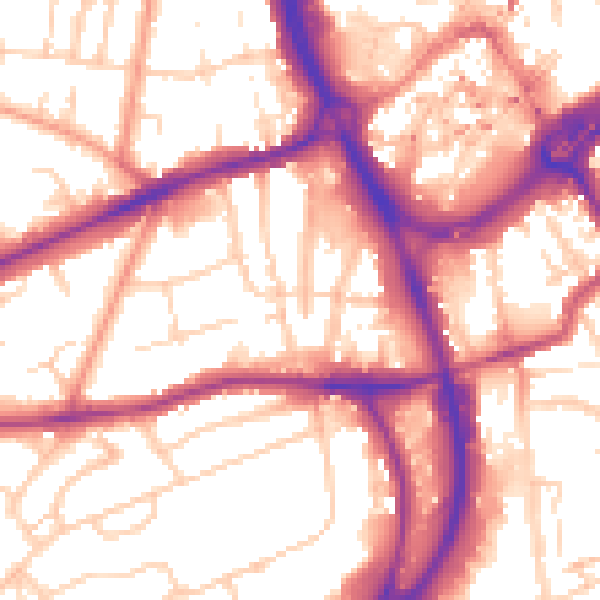 Daytime road noise heatmap for RG1 6AX