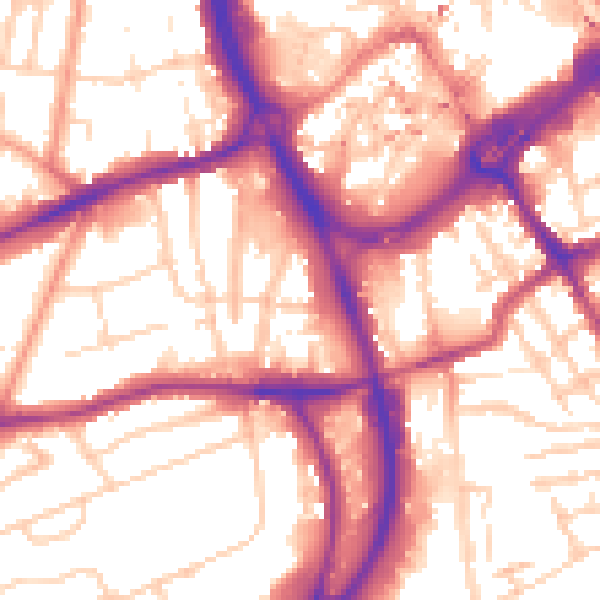 Daytime road noise heatmap for RG1 6BA