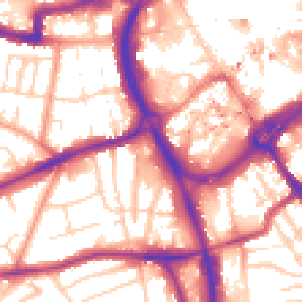 Daytime road noise heatmap for RG1 6BQ