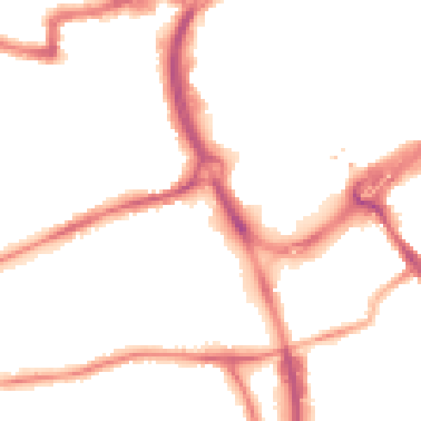 Night-time road noise heatmap for RG1 6BQ