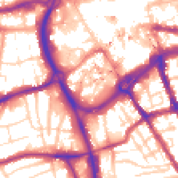 Daytime road noise heatmap for RG1 6BX