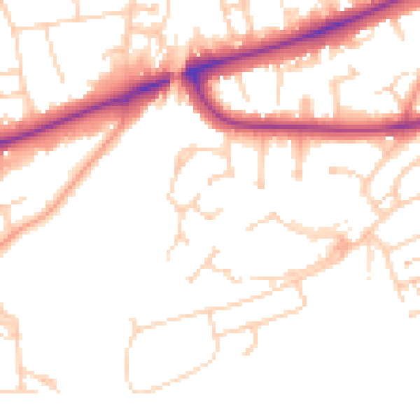 Daytime road noise heatmap for RG1 6EG