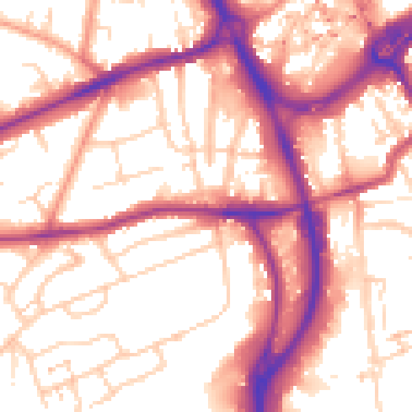 Daytime road noise heatmap for RG1 6HD