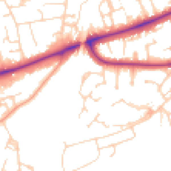 Daytime road noise heatmap for RG1 6HU