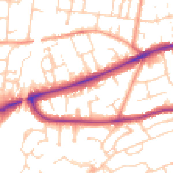 Daytime road noise heatmap for RG1 6HW