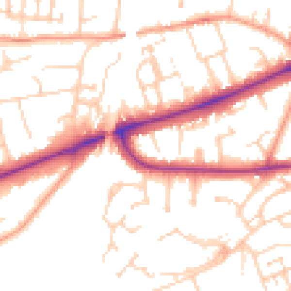 Daytime road noise heatmap for RG1 6HX