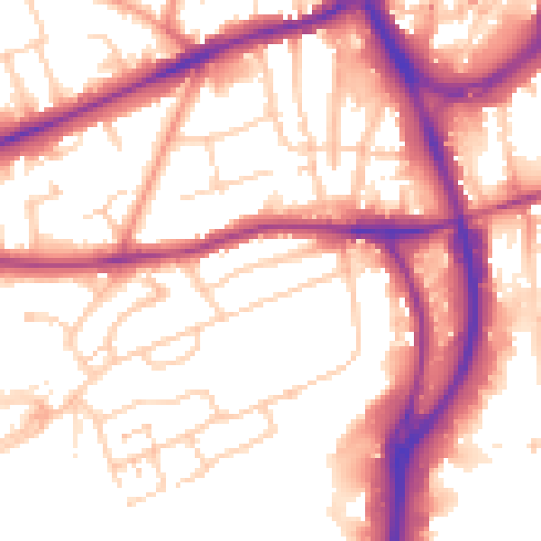 Daytime road noise heatmap for RG1 6JU