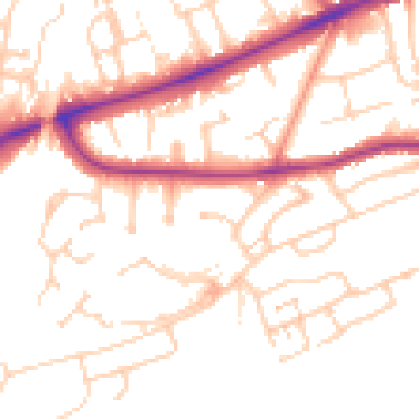 Daytime road noise heatmap for RG1 6LR