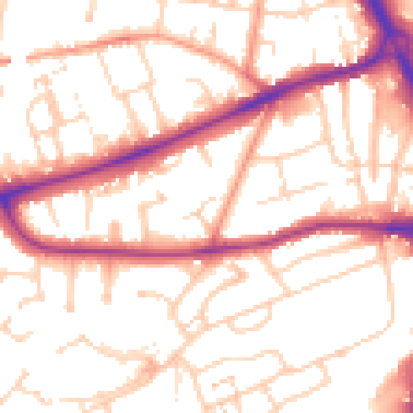 Daytime road noise heatmap for RG1 6LW