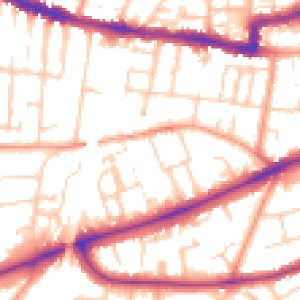 Daytime road noise heatmap for RG1 6NR