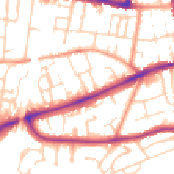 Daytime road noise heatmap for RG1 6NW