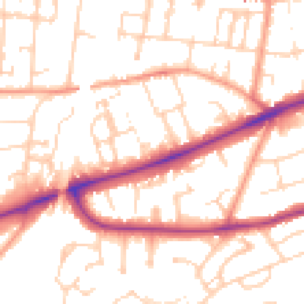 Daytime road noise heatmap for RG1 6NX