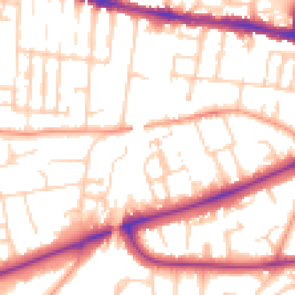 Daytime road noise heatmap for RG1 6PB