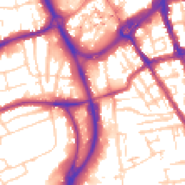 Daytime road noise heatmap for RG1 6QJ