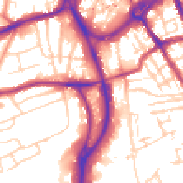Daytime road noise heatmap for RG1 6RE
