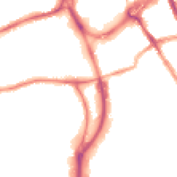 Night-time road noise heatmap for RG1 6RE