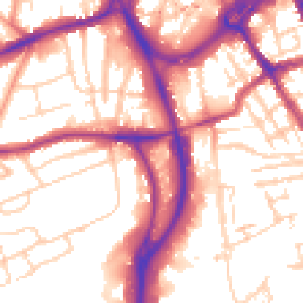 Daytime road noise heatmap for RG1 6RF