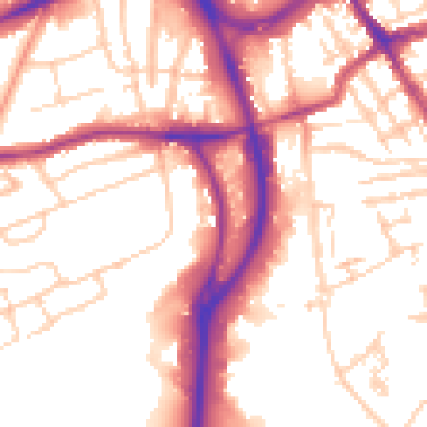 Daytime road noise heatmap for RG1 6SW