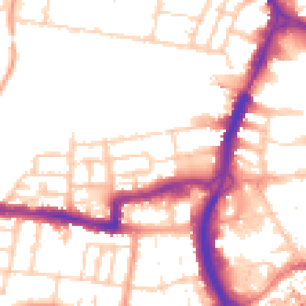 Daytime road noise heatmap for RG1 7DT