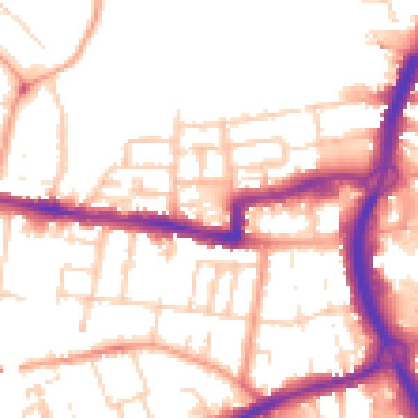 Daytime road noise heatmap for RG1 7EU