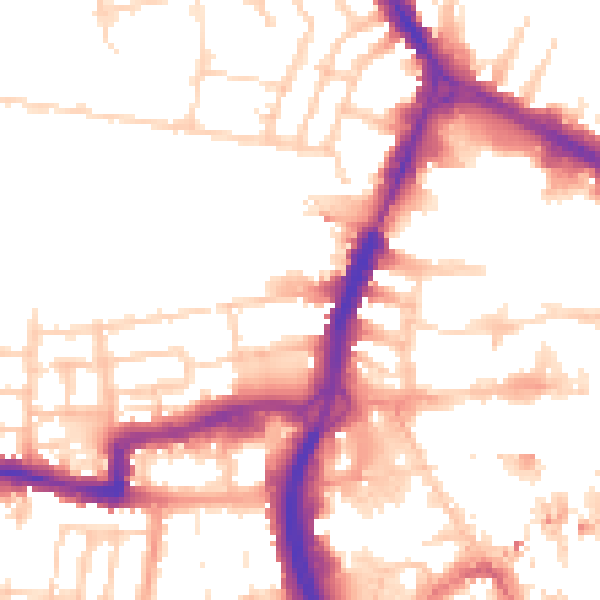 Daytime road noise heatmap for RG1 7HD