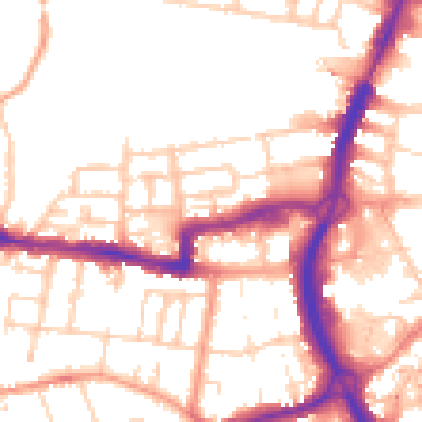 Daytime road noise heatmap for RG1 7JA