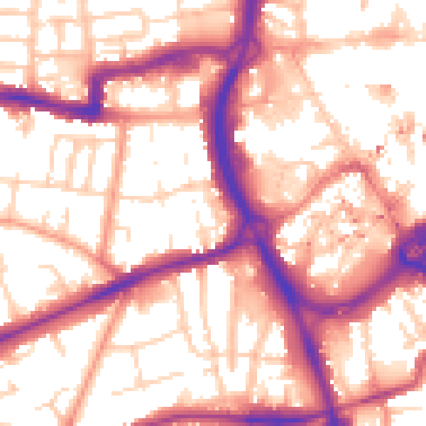Daytime road noise heatmap for RG1 7JR