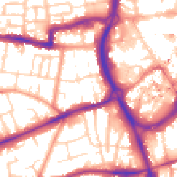Daytime road noise heatmap for RG1 7LQ
