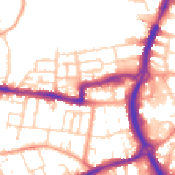 Daytime road noise heatmap for RG1 7NB