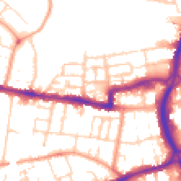 Daytime road noise heatmap for RG1 7NR