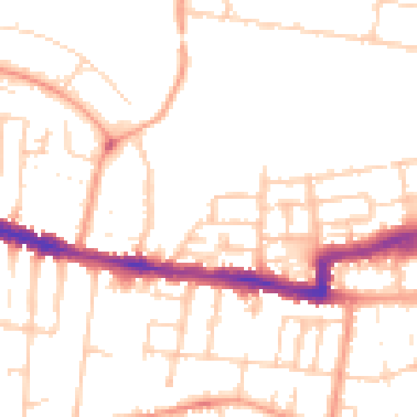 Daytime road noise heatmap for RG1 7PB