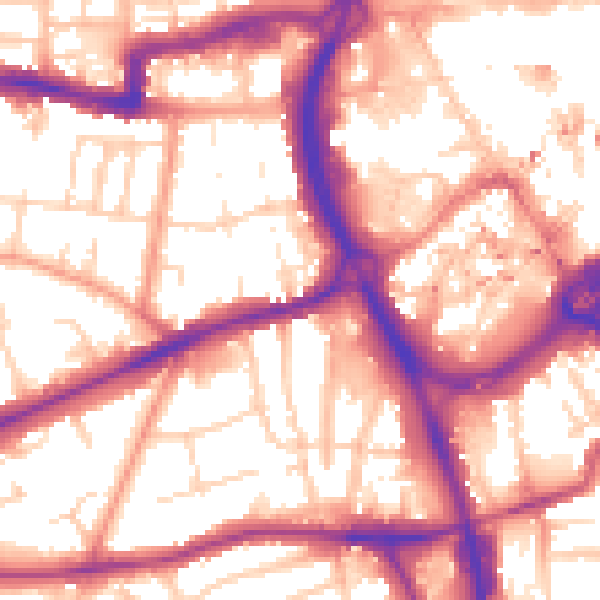 Daytime road noise heatmap for RG1 7RJ
