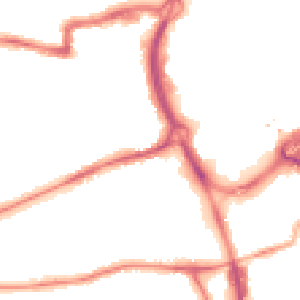 Night-time road noise heatmap for RG1 7RJ