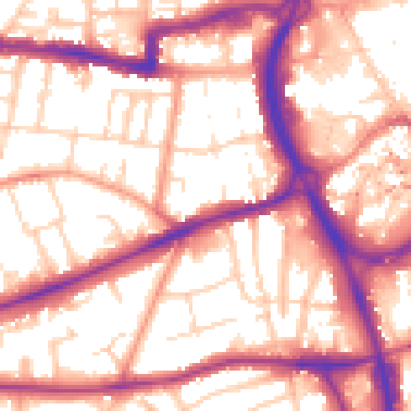 Daytime road noise heatmap for RG1 7RP