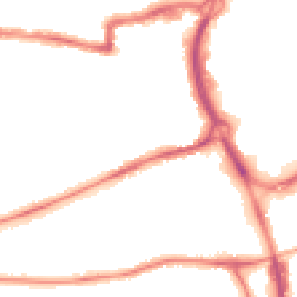 Night-time road noise heatmap for RG1 7RP