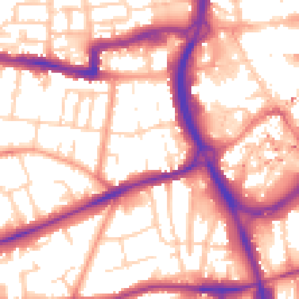 Daytime road noise heatmap for RG1 7RS