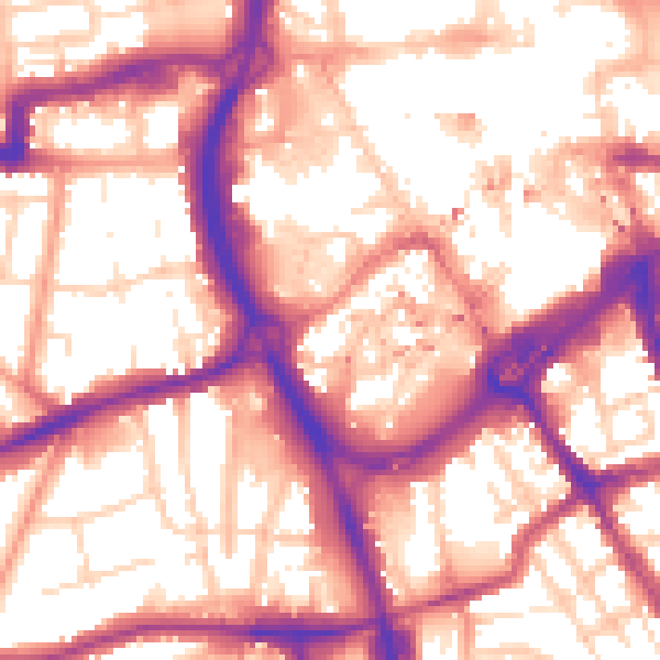 Daytime road noise heatmap for RG1 7SS