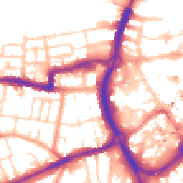 Daytime road noise heatmap for RG1 7UD