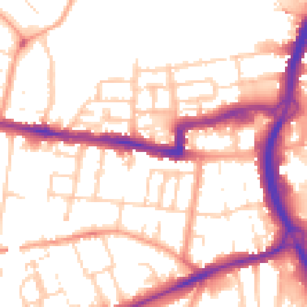 Daytime road noise heatmap for RG1 7UZ