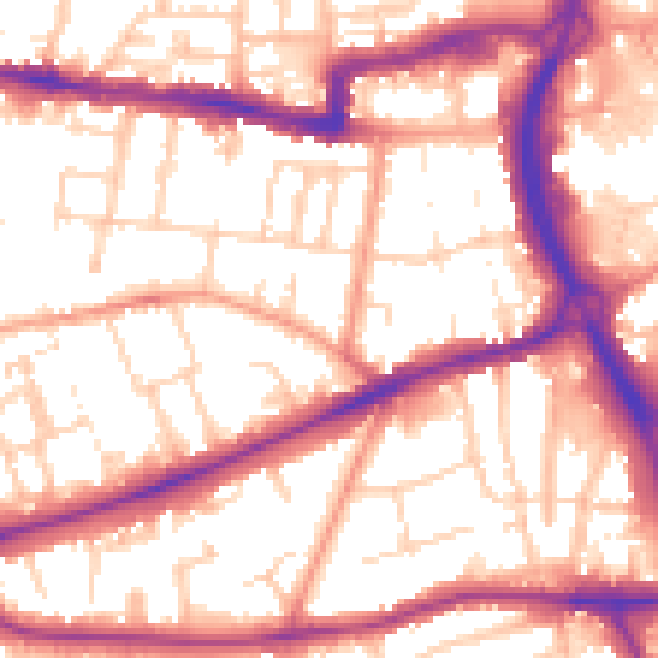 Daytime road noise heatmap for RG1 7XJ