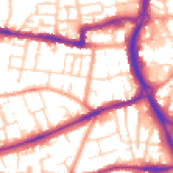 Daytime road noise heatmap for RG1 7XW