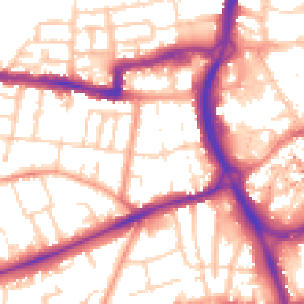 Daytime road noise heatmap for RG1 7XX
