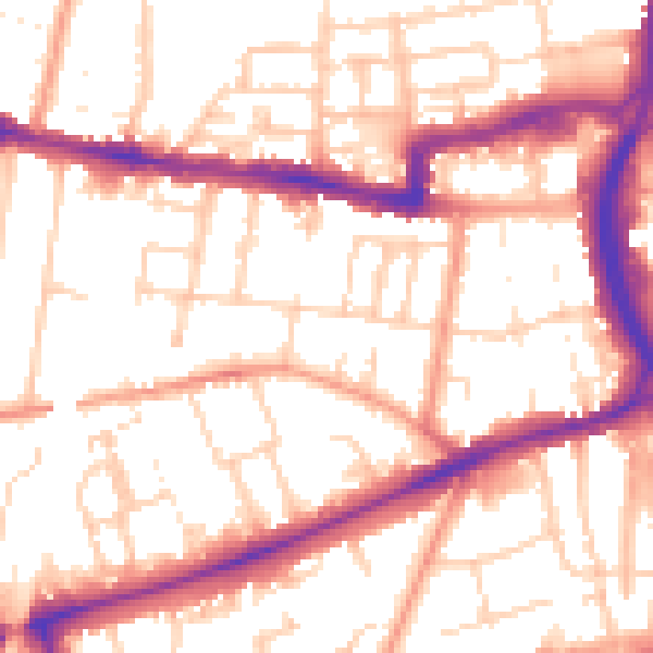Daytime road noise heatmap for RG1 7XZ