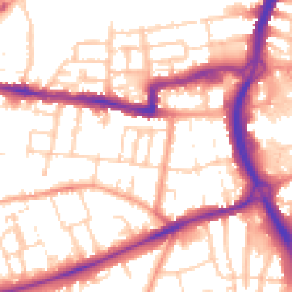 Daytime road noise heatmap for RG1 7YA